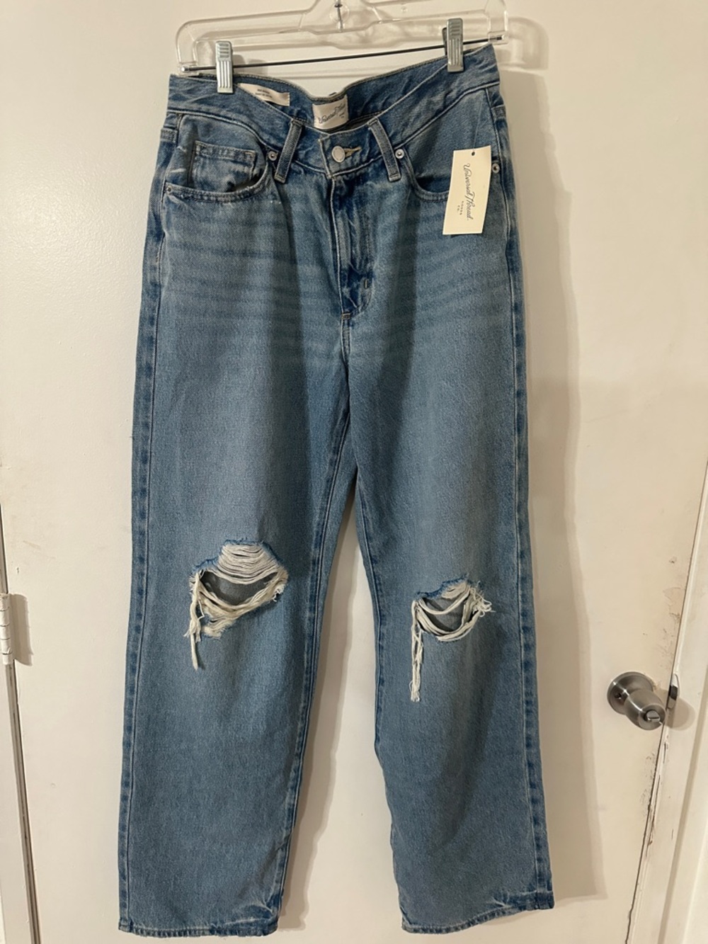 Universal Thread Distressed Light Blue Straight Leg Jeans